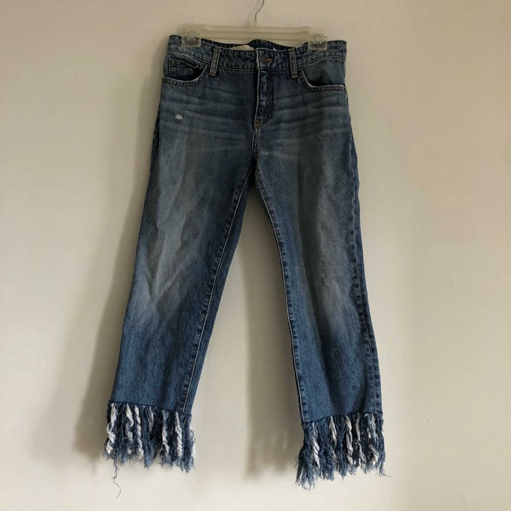 Anthropologie Frayed Jeans Light Wash Mid Rise 27